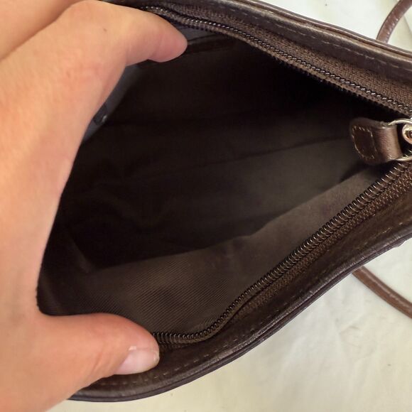 FOSSIL Vintage Baguette Purse Leather Brown Y2K Crossbody Bag Key Classic - Picture 13 of 14